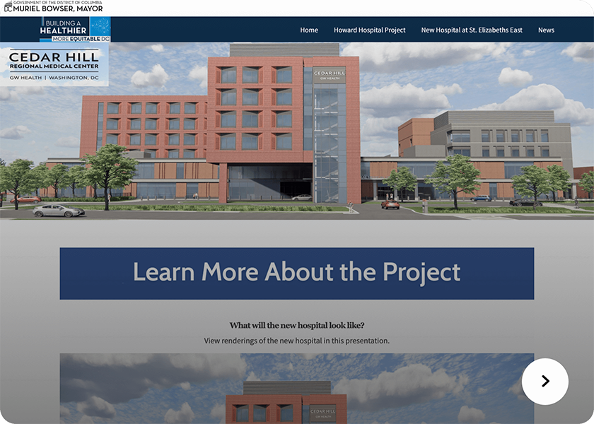 Screenshot of the New Hospitals website